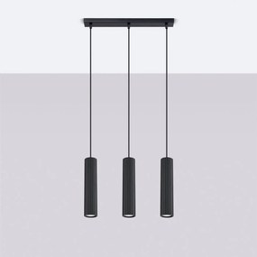 Lampa wisząca KARBON 3L czarna ryflowana SOLLUX  LIGHTING