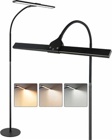 NETTLIFE Lampa podłogowa LED do salonu Ściemnialna czarna Lampa do czytania - Nowoczesny salon 10 W Lampa biurkowa dotykowa z timerem