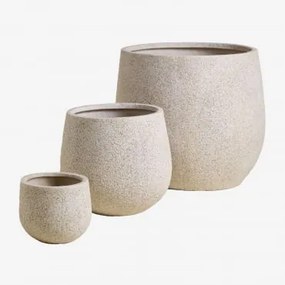 Zestaw 3 Doniczek Zewnętrznych Ø50 Cm / Ø35 Cm / Ø20 Cm Z Polipietry Ugor Marrón Arena Claro - Sklum