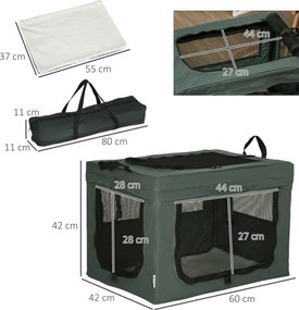 PawHut Skrzynka transportowa dla psa z uchwytami Torba podróżna 60x42x42cm Szara | Aosom PL