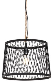 Zewnetrzna Wiejska lampa wisząca zewnętrzna czarna rattan 40 cm - Tatarak Rustykalny / Vintage Oswietlenie zewnetrzne