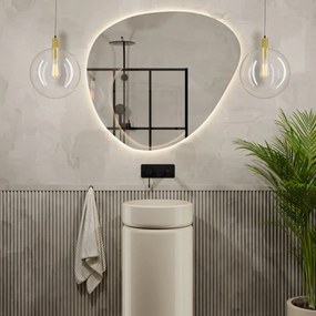 Lustro o nieregularnym kształcie oszlifowane podświetlane plama MOIRA LED | Różne rozmiary : Rozmiar - 70 x 51 cm