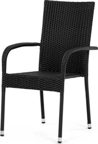 Autronic Krzesło ogrodowe, metal, polyratan, czarny, A ZC-S2113 BK