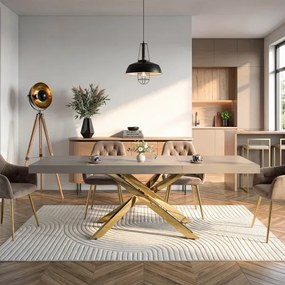 Stół Prostokątny Rozkładany HAMPTON 160-240 cm Kaszmir/Złoty do Jadalni Glamour