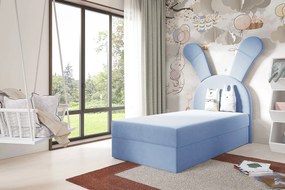 Niebieskie łóżko kontynentalne dla dziecka 100x200 cm N8-M53