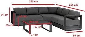 Narożnik aluminiowy dla 5 osób MADRID NEW (antracyt)
