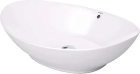 Umywalka ceramiczna nablatowa owalna biała bez otworu na baterię 59 x 39 cm OTYLA