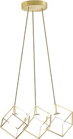 Lampa wisząca metalowa Perenz CUBE w kolorze matowego złota - 3 żarówki G9