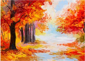 Obraz na szkle - Obraz na szkle olejny, kolorowa jesień (70x50 cm)
