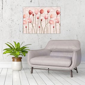 Obraz na szkle - Różowe tulipany (70x50 cm)