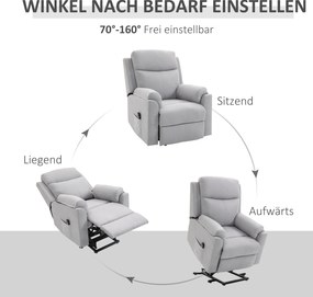 HOMCOM elektryczny fotel telewizyjny podnoszony z funkcją pomocy przy wstawaniu i relaksu w kolorze szarym | Aosom PL