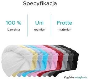 Szybkoschnący turban do włosów frotte czarny, 100% bawełna