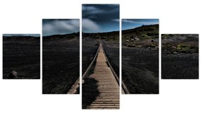 Obraz drewnianej ścieżki o zmierzchu (125x70 cm)