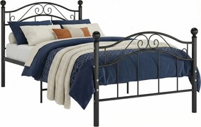 Metalowe czarne pojedyncze łózko 90x200 cm D9-Z08