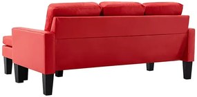 3-osobowa sofa z ekoskóry z podnóżkiem czerwona - Lencor 4Q