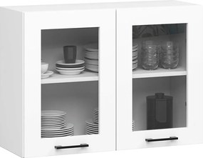 Szafka kuchenna wisząca witryna AKORD OLIWIA W80 Biała 80 cm 2 drzwi kolor Biały mat 2 półki 80x30,5x58 cm