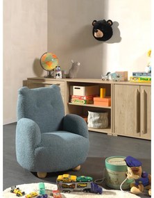 Niebieski fotel dziecięcy z materiału bouclé Rocky – Vipack