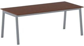 Stół konferencyjny do biura PRIMO BASIC, 200x90 cm, szaro-srebrna podstawa, czereśnia