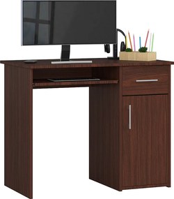 Biurko AKORD PIN Wenge 90 cm biurko komputerowe 1 drzwi 1 szuflada kolor Wenge mat 3 półki 90x50x74 cm