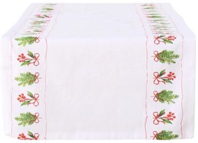 Bieżnik z jemiołą NOELLE, 140 cm, bawełniany