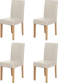 Krzesło do jadalni Littau (zestaw 4 sztuk),  imitacja skóry, białe, jasne nogi