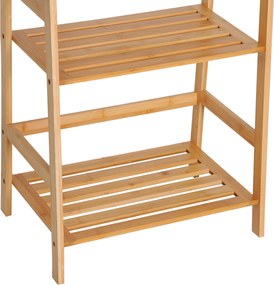 HOMCOM Regał na Książki, 4 Poziomy, Design Drabiniasty, Bambus, Kolor Naturalny
