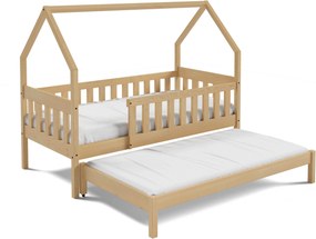 Łóżko dziecięce BAMBINA 80x160 cm Podwójne łóżko w kształcie domku Naturalne Drewno Sosna