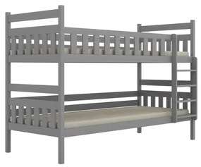 Łóżko piętrowe BARTEK 200x90 szare drewniane trzyosobowe KOCOT KIDS