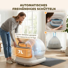 PawHut Samoczyszcząca kuweta, XL 72L, automatyczna kuweta z kamerą HD, sterowanie aplikacją, worki na odpady, dla kotów 1-12 kg | Aosom PL