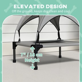 PawHut Łóżko dla psa z baldachimem na zewnątrz, przenośne, wodoodporne, do 30 kg, 61 x 46 x 63 cm, Jasnoszary