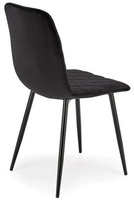 Czarne welurowe krzesło z oparciem na czarnych nogach K525