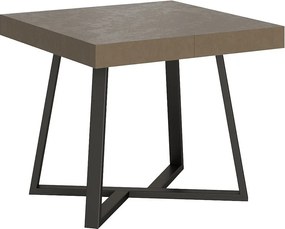 Stół rozkładany 90/194x90 cm Zeplir szaro-beżowy nogi antracytowe