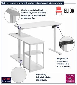 Ergonomiczne białe narożne biurko elektryczne K6-Z47