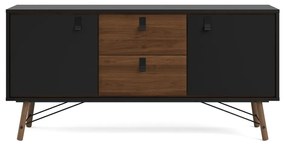 Czarna komoda w dekorze orzecha 150x72x40 cm Ry – Tvilum