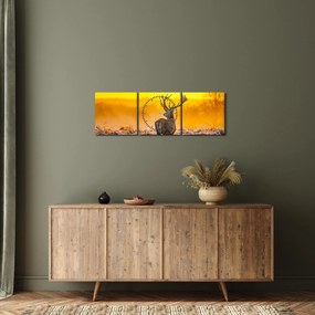 Obraz - Jeleń o wschodzie słońca (z zegarem) (90x30 cm)
