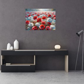Obraz na szkle - Pole maków (70x50 cm)