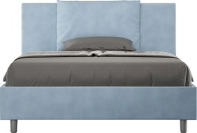 Łóżko bez stelaża tapicerowane 140x210 microfibra błękitny Antea