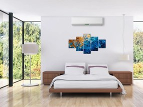 Obraz - Niebiesko-złoty obraz (125x70 cm)