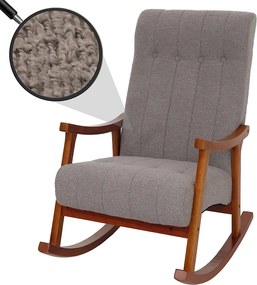 Fotel bujany MCW-K10,  szary, stelaż w kolorze orzecha włoskiego