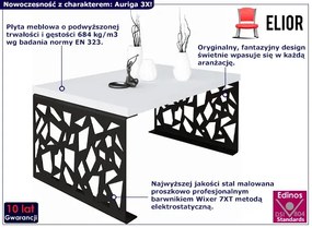 Stolik kawowy z metalowym stelażem czarny + biały Barios