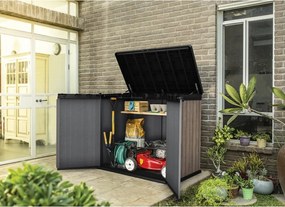 Brązowa plastikowa skrzynia ogrodowa Deco – Keter