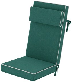Outsunny Poduszka na siedzenie 120 x 47 x 9,5 cm odporna na wodę z paskami, zagłówkiem, UPF50+, Zielony