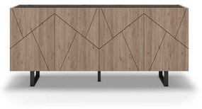 Czarno-naturalna niska komoda w dekorze dębu 180x80 cm Milena – Marckeric