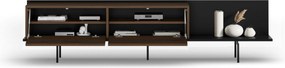 Szafka RTV Zenar 200 cm z metalowymi nogami - orzech elegant / czarny