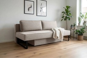 Sofa z funkcją spania i pojemnikiem NOMI, tkanina Faro, Jasnoszary