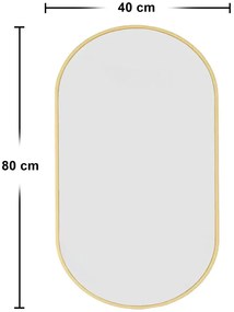 Złote ścienne lustro owalne 80x40 cm K4-T12