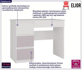 Lewostronne biurko dla dziewczynki biały + różowy - Arsa 4X