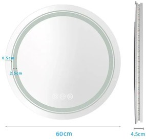Lustro łazienkowe DOVER 60x60cm srebrne z oświetleniem LED HALMAR
