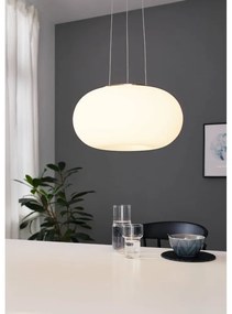 Lampa wisząca w biało-srebrnym kolorze ze szklanym kloszem ø 37,5 cm OPTICA – EGLO