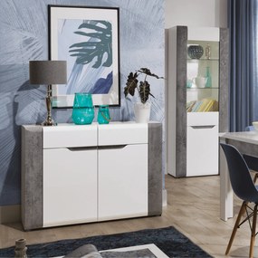 Komoda z Szufladami do Salonu NOVO 107 cm Biała / beton Nowoczesna